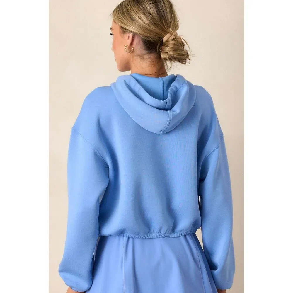 Spanx AirEssentials  Cropped Hoodie Size M Cornflower Blue $128 - Picture 6 of 10